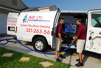 The All Clean Carpet & Upholstery van with a truck mounted hot water extraction capabilities